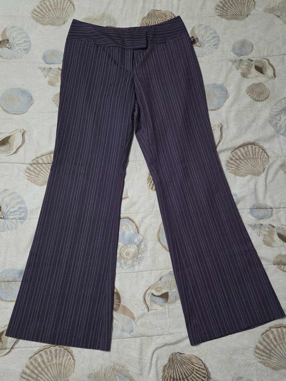 Bobby J brand Women's Pinstripe Wide-Leg Pants - Dark Purple, Size 7/8